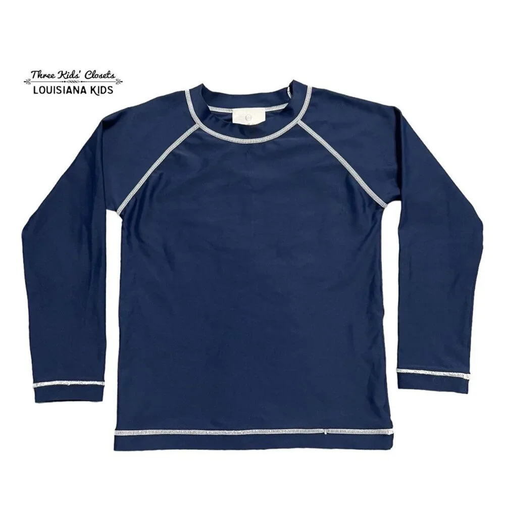 Hanna Andersson Sz 110 (5Y) Navy Blue Long Sleeve Rashguard Swim Shirt